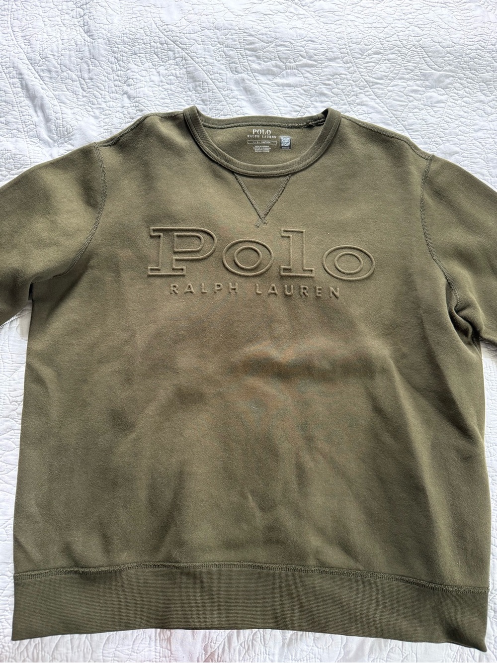 Polo by Ralph Lauren Olive Embossed Logo Crewneck Sweatshirt